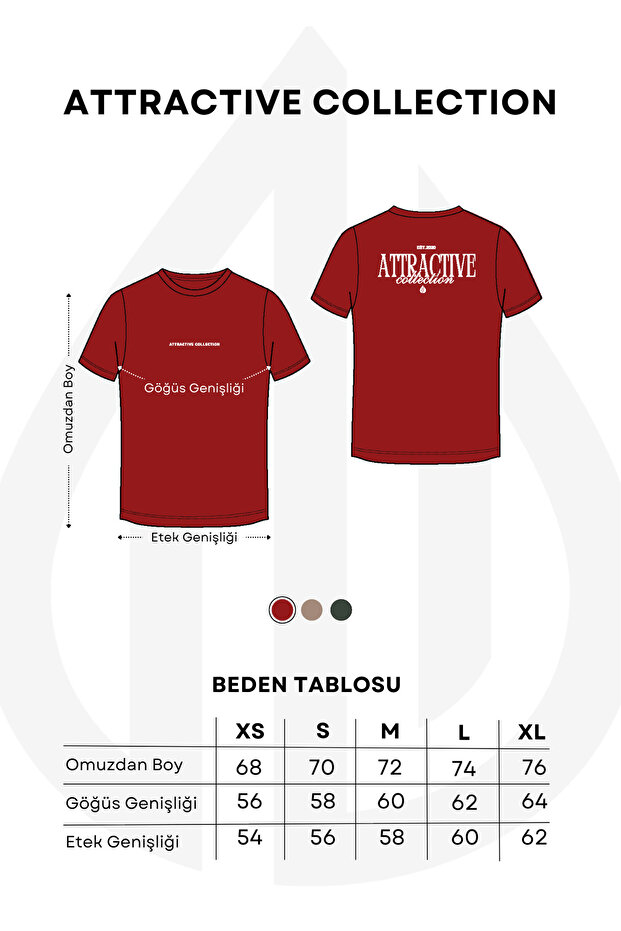 Attractive Collection Unisex Kırmızı Basic T-shirt - 7