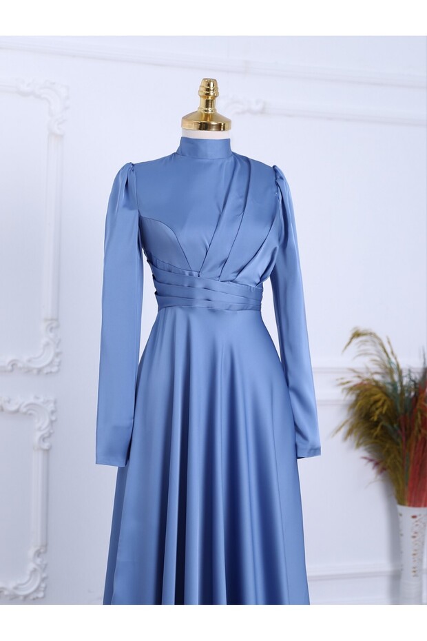 Rochie de seara plisata din satin - 2