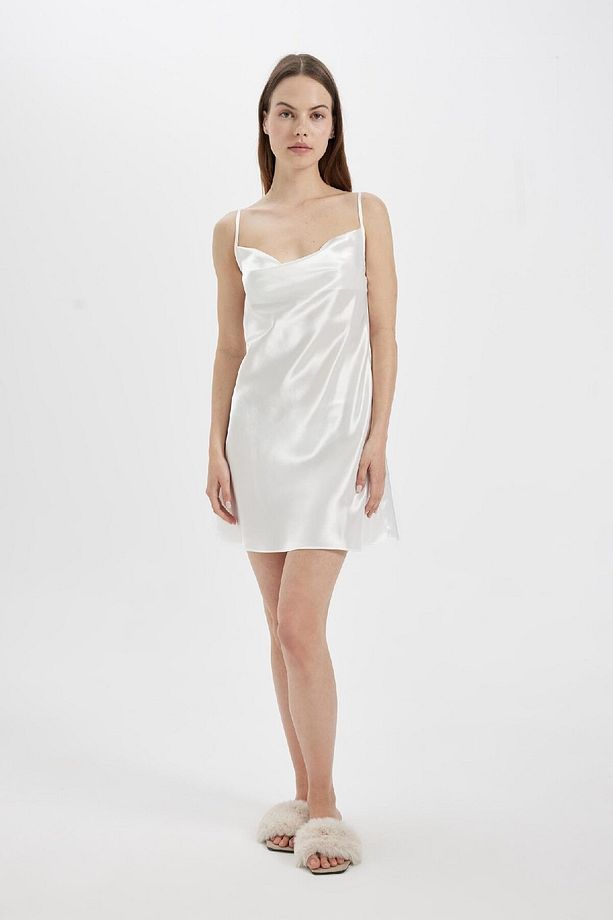 Regular Fit Degaje Yaka Bride Saten Gecelik-fall In Love A8536ax24sm - 5