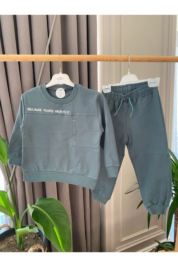 Babyaden Paris Written / Hoodie / Pocket Detail Unribbed Thin Seasonal Boy School Tracksuit