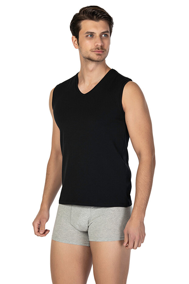Men's Black Undershirt - 2