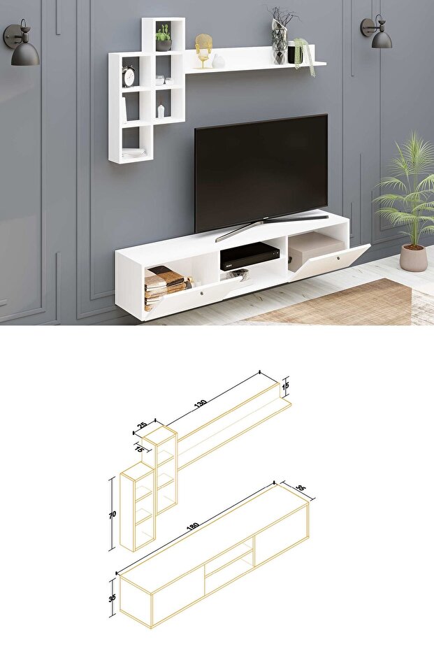 ECLİPSE TV ÜNİTESİ BEYAZ - 3