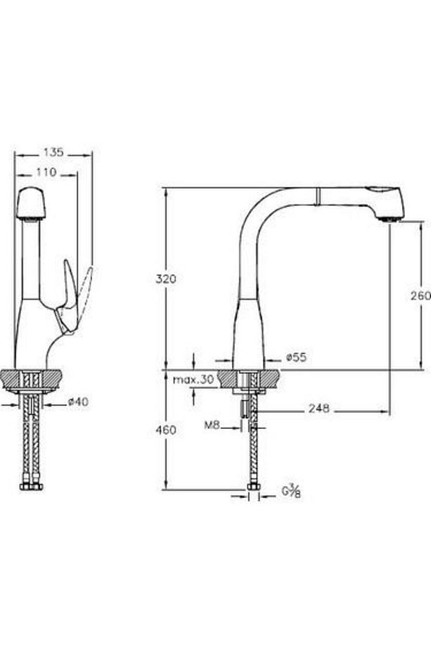 V3 A42151 Pull-out Eviye Mutfak Bataryası, Krom - 4