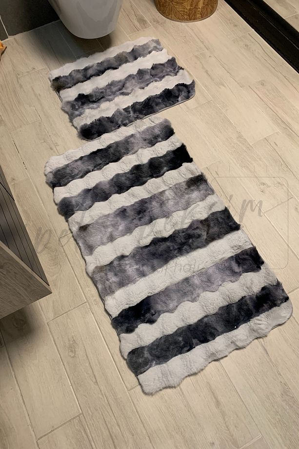 Özel Üretim Luxury 2li Tavsan Tüy Paspas Seti Dokuma Taban Yıkanabilir Yüksek Kalite - 4