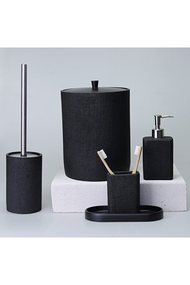 Linen Banyo Seti Siyah - 1