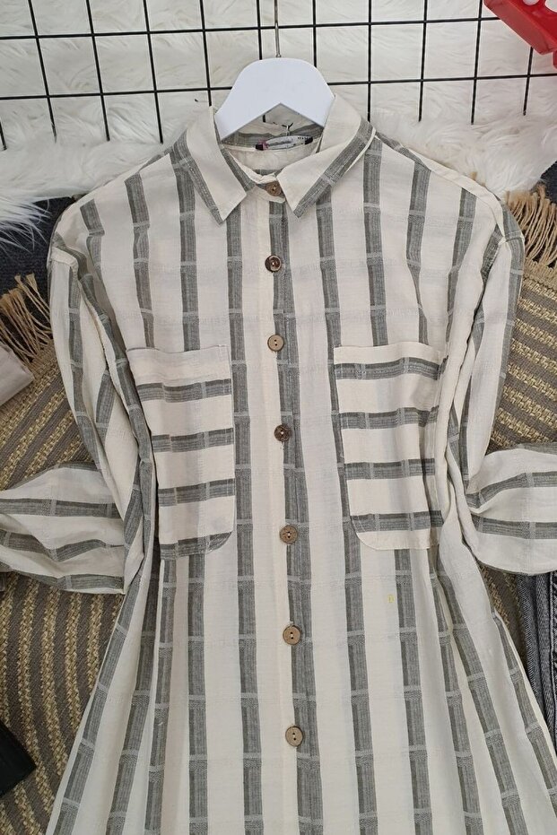 Eteği Püsküllü Gömlek -bej - 3