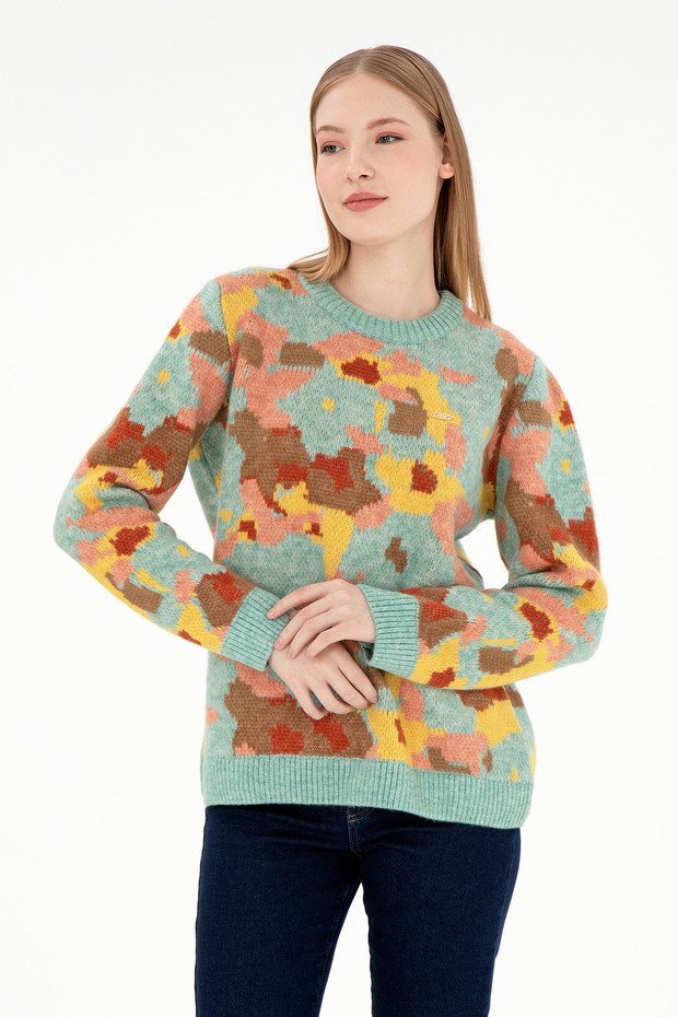 Women's Aqua Green Sweater 50293114 -Vr048
