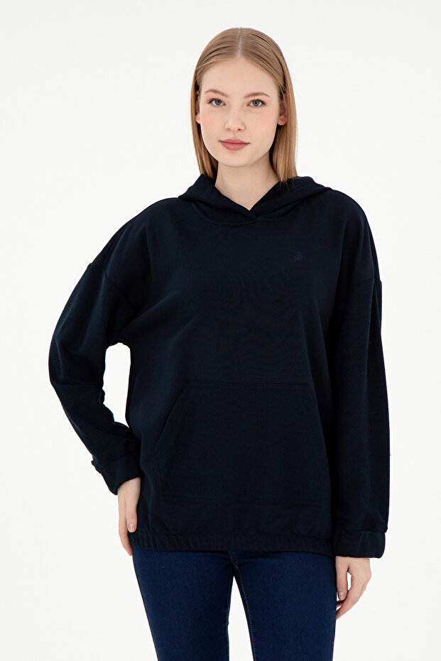 Women's Navy Blue Hooded Sweatshirt 50291264-Vr033