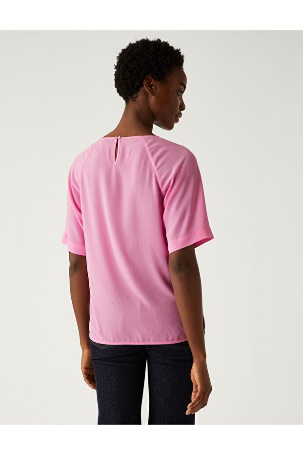 Regular Fit Kısa Kollu Bluz - 4