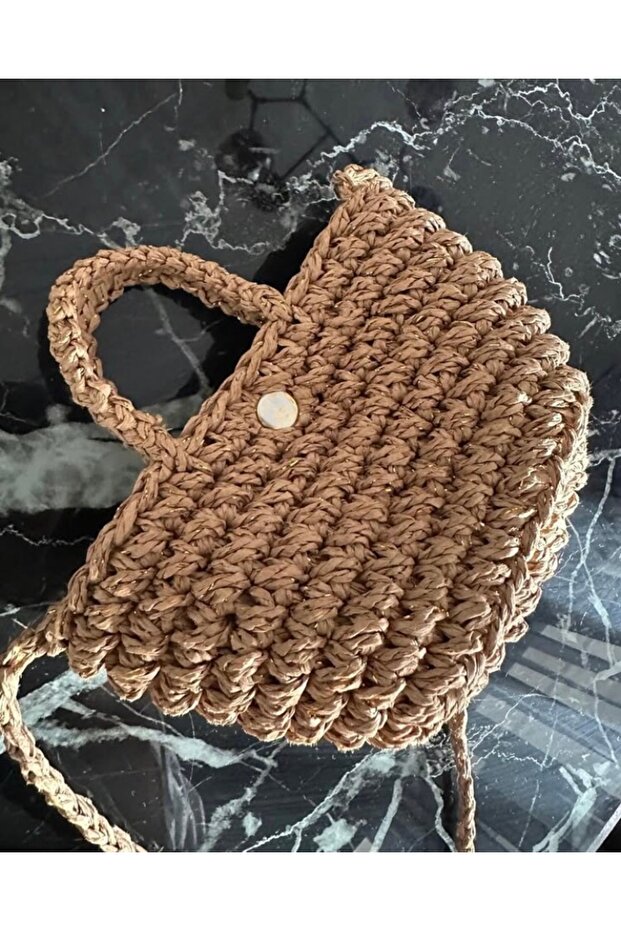 حقيبة صغيرة منسوجة بحبل ورقي - 4