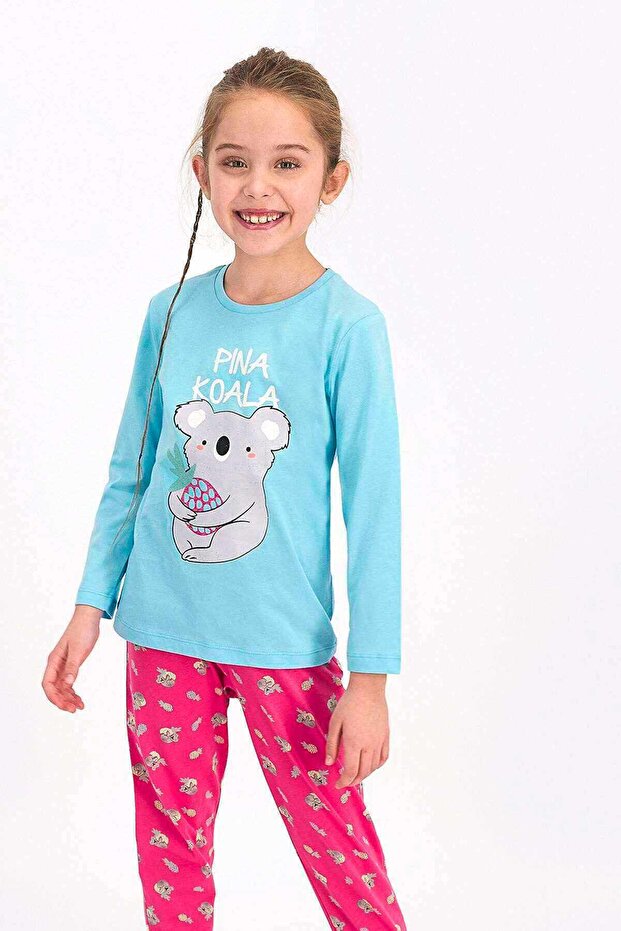 Girl's Blue Pink Koala Pajama Set - Rp2471-c