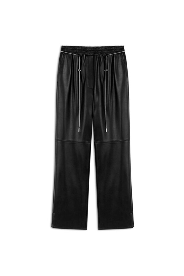 Deri görünümlü pantolon - 3