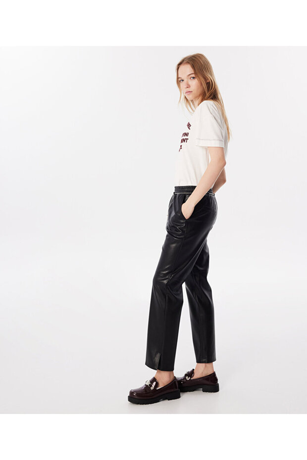 Deri görünümlü pantolon - 2