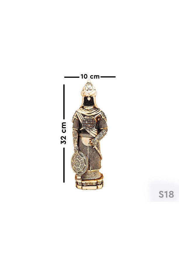 Osmanlı Zırh Asker Nefer Savaşçı Biblo Lüks Gold Kaplama Figür Ihlas Suresi Işlemeli Dekoratif Obje - 7