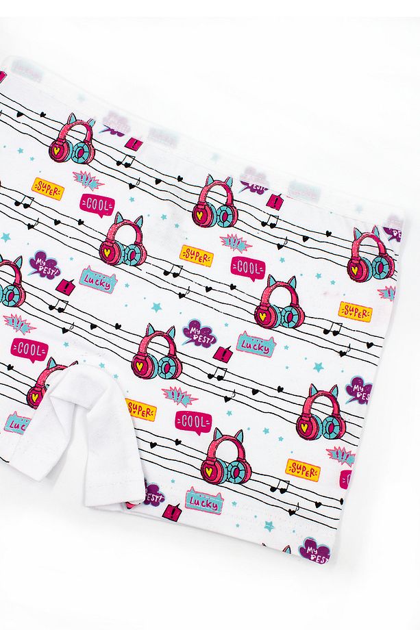 Kız Çocuk 6'lı Renkli Müzik Baskılı Likralı Boxer - 4