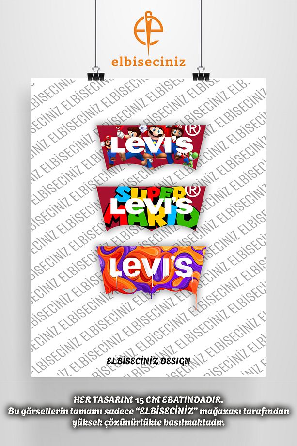 "LEVS" Temalı Premium DTF Tekstil Baskı. ÜTÜ İLE KOLAYCA YAPIŞIR - 1