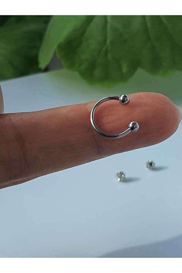 Smiley Çelik Tragus Helix Piercing 8 MM - 4