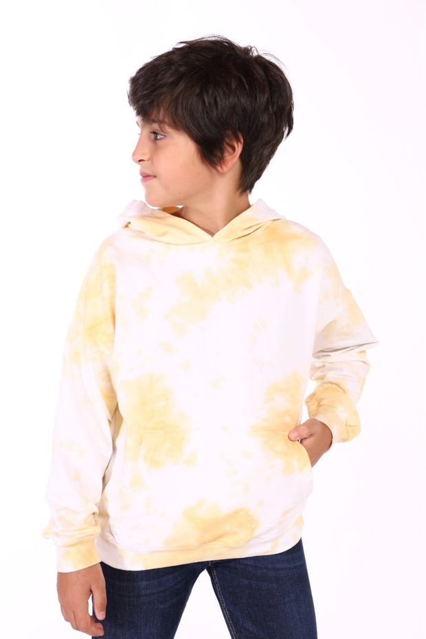 Boy's Hooded Bastic Patterned Sweatshirt - 1