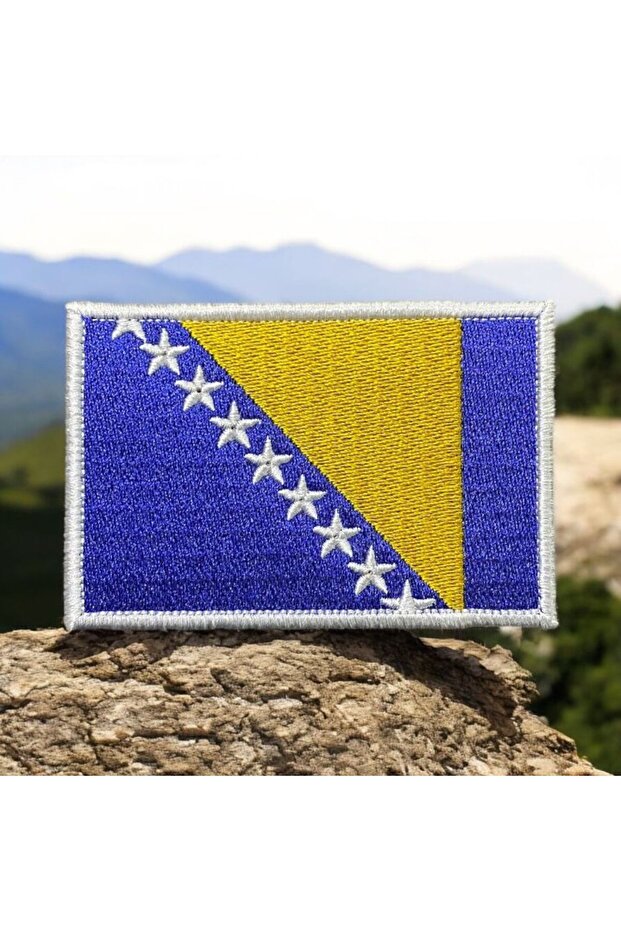 Bosna Hersek Bayrağı Patch Peç Nakış 8 X 5 Cm - 1