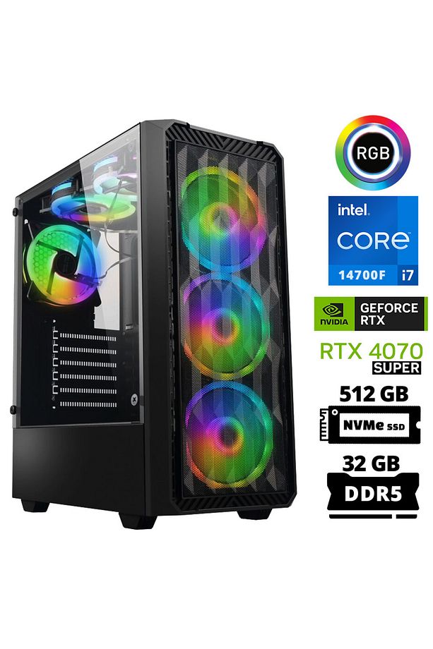 Delux X95 i7 14700F 32GB DDR5 Ram 512GB M.2 NVMe SSD 12GB RTX4070 SUPER Masaüstü Oyuncu Bilgis - 1