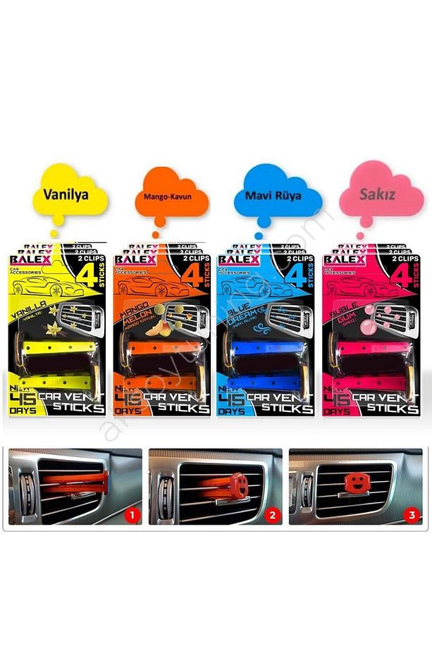 Balex Oto Klima Petek Havalandırma Klips Koku 4 lü - 1