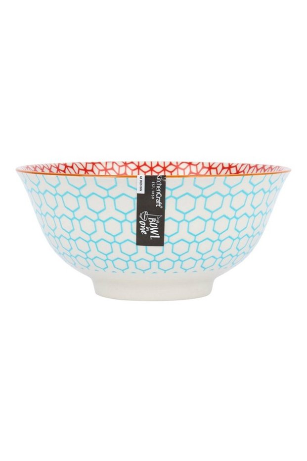 Geometric Design Food Safe Ceramic Bowl 15.7cm