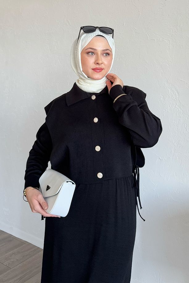 Bolerolu Elbiseli Siyah Takım - 4
