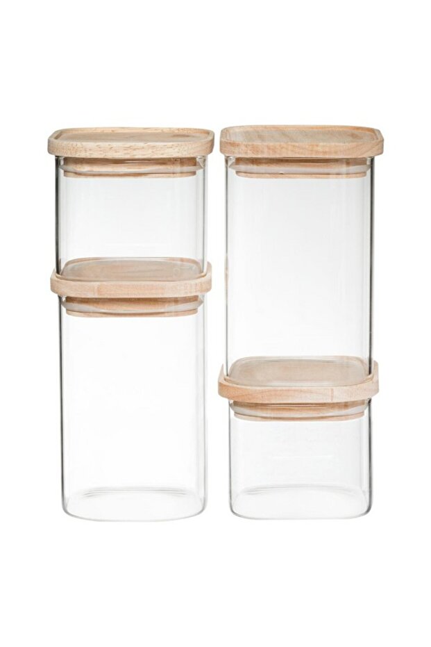 مجموعة أوعية زجاجية قابلة للتكديس من هيرميت مكونة من 4 قطع - 4