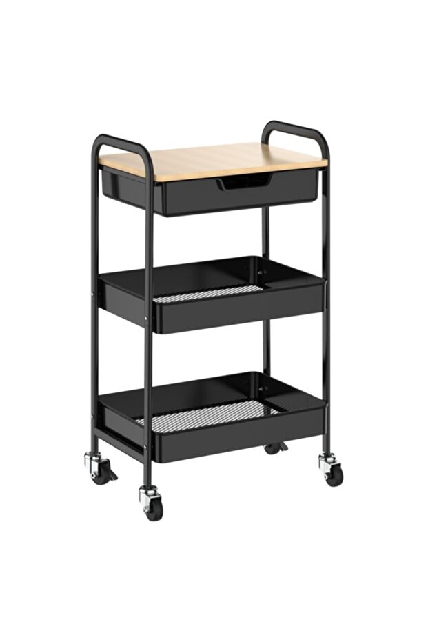 عربة مطبخ متعددة الاستخدامات ذات عجلات دوارة ثلاثية الطبقات لتوفير المساحة - 1