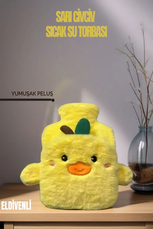 Sarı Civciv Sıcak Su Torbası Yumuşak Peluş Hediyelik - 5
