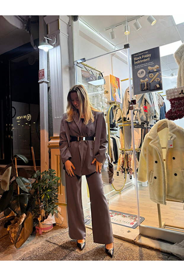 OMZU KUŞAKLI OVERSIZE BLAZER CEKET - 5