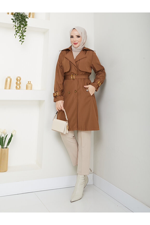 Double Breasted Lapel Waterproof Women's Trench Coat Rc3082