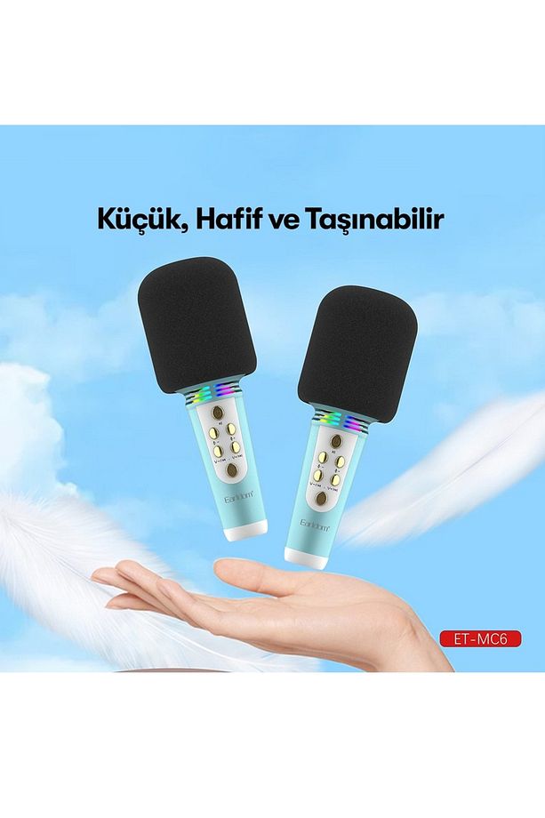 MC6 Led Işıklı Bluetooth  Karaoke Mikrofon - 2