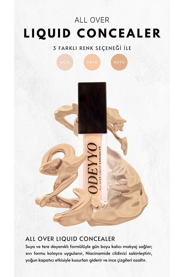 All Over Liquid Concealer Roma - Koyu Ton Likit Kapatıcı, Niacinamide Destekli, Kusursuz Bitiriş - 1