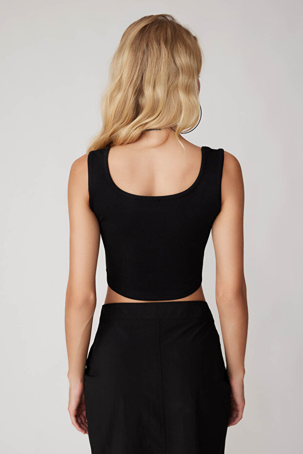Kalın Askılı Crop Bluz - 5