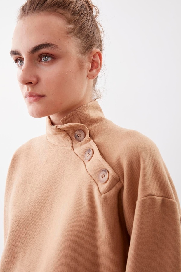 Üç Düğme Örme Bluz - 5