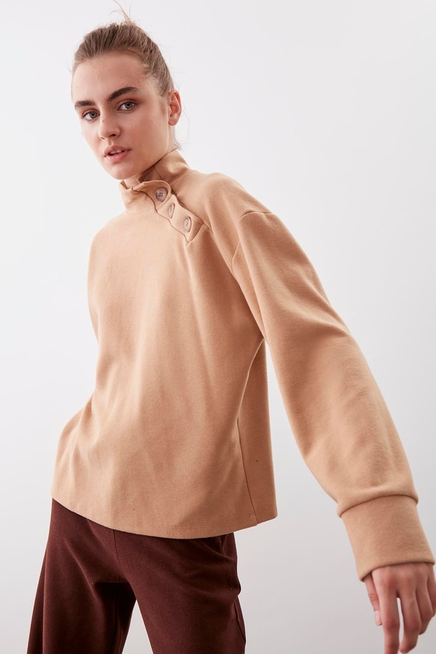 Üç Düğme Örme Bluz - 2