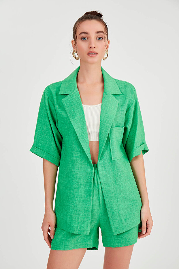 Off Shoulder Long Collar Jacket - 5