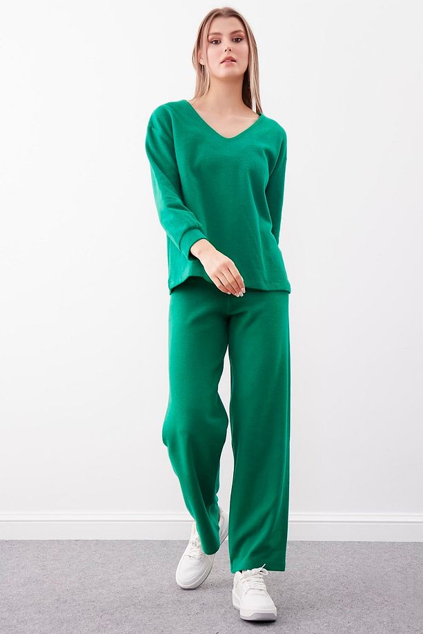 Geniş Paça Örme Pantolon - 4