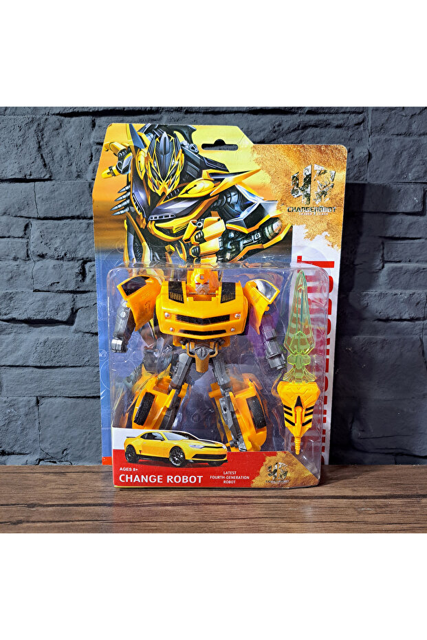 OYUNCAK DÖNÜŞEN ROBOT ARABA TRANSFORM KAMYON MODEL 17X15cm SARI SİYAH YARIŞ ARABA MODEL ROBOT - 1