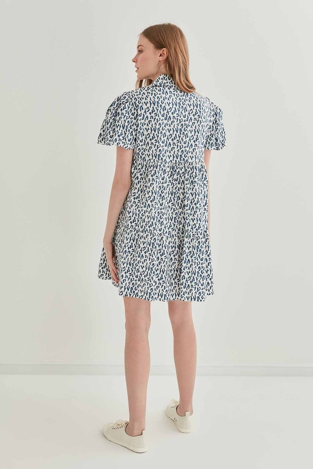 Leopard Pattern Front Buttoned Wide Cut Dress - 7