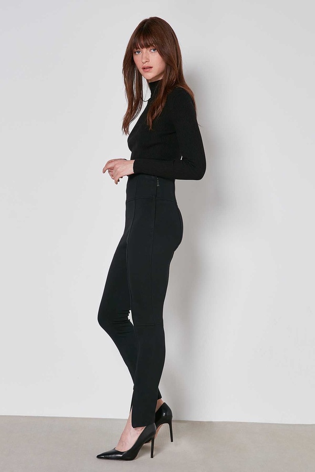 Paça Fermuar Detaylı Örme Tayt - 3