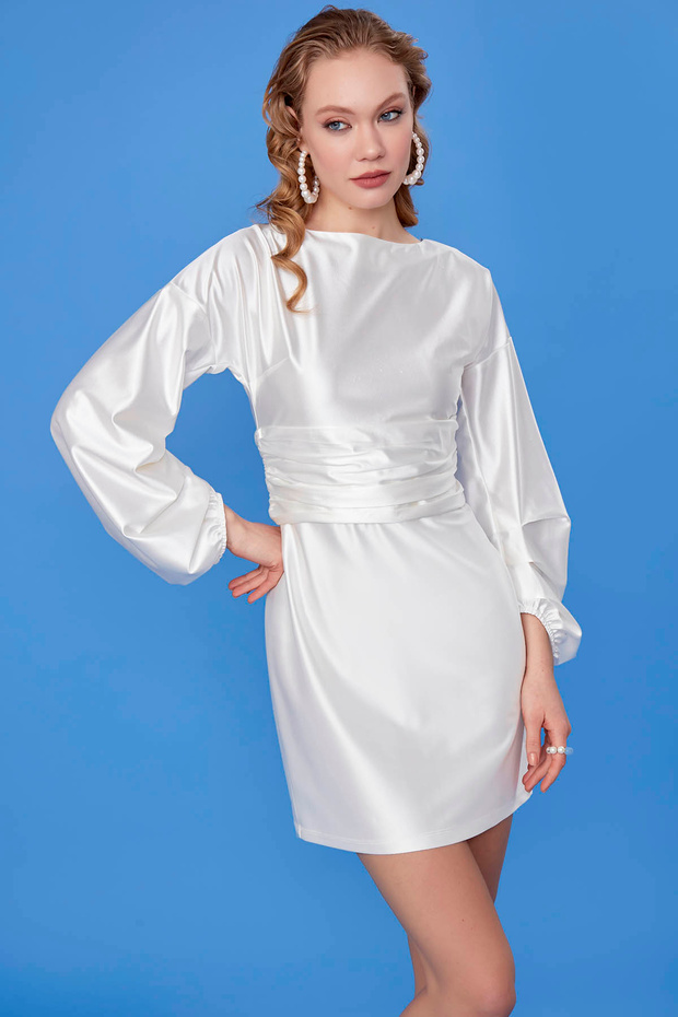 Saténové šaty do pasu - 3