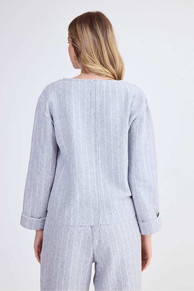 Çizgi Desenli Bluz - 5