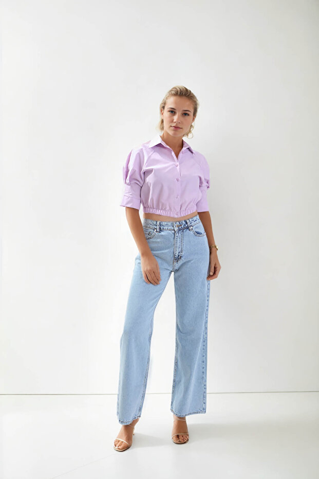 Beli Lastikli Crop Gömlek - 2