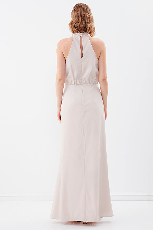 فستان طويل مبطن برقبة رسن - 6