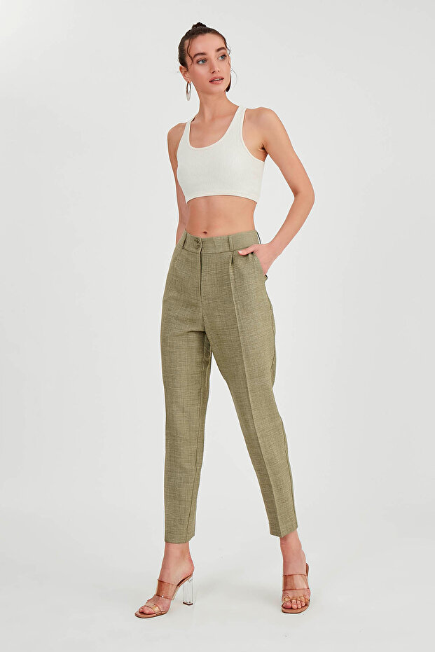 بنطلون عالي الخصر بزرين - 4