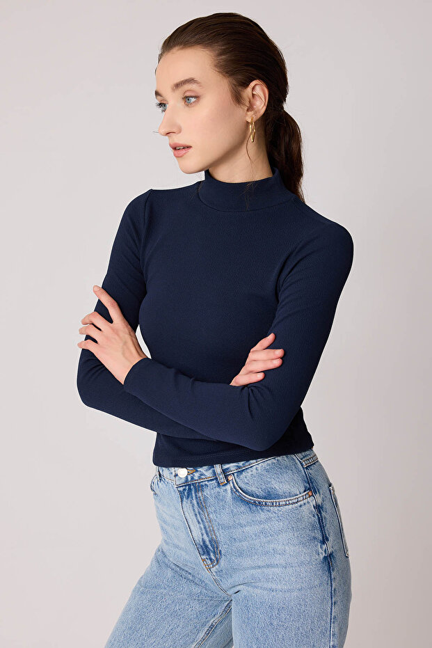 Dik Yaka Crop Bluz - 4