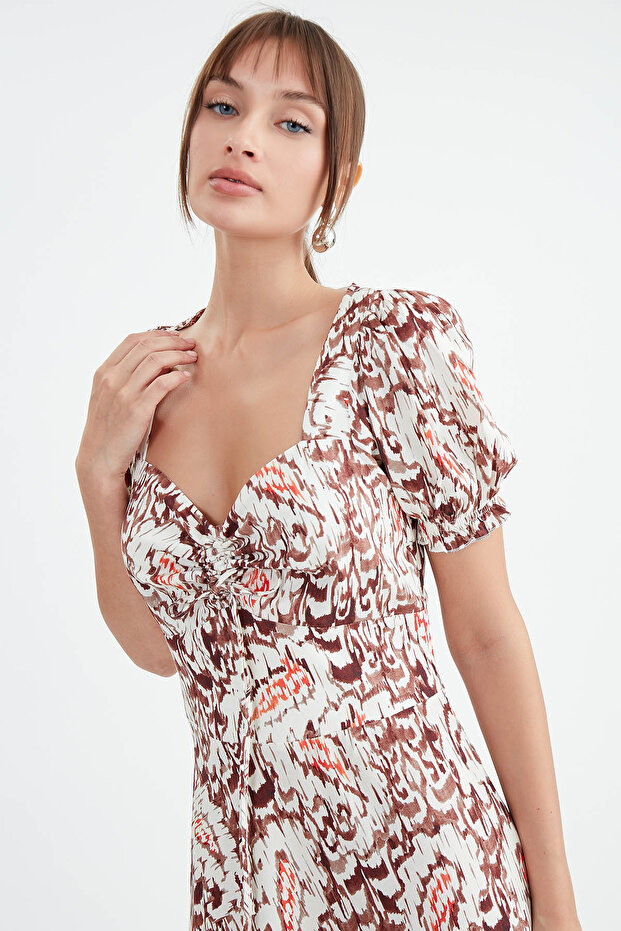 فستان منقوش برباط أمامي - 2