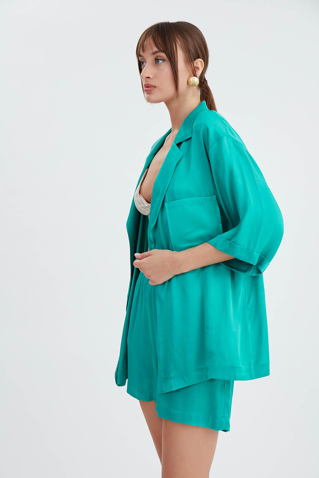 ساتان لامع - سترة فضفاضة - 2